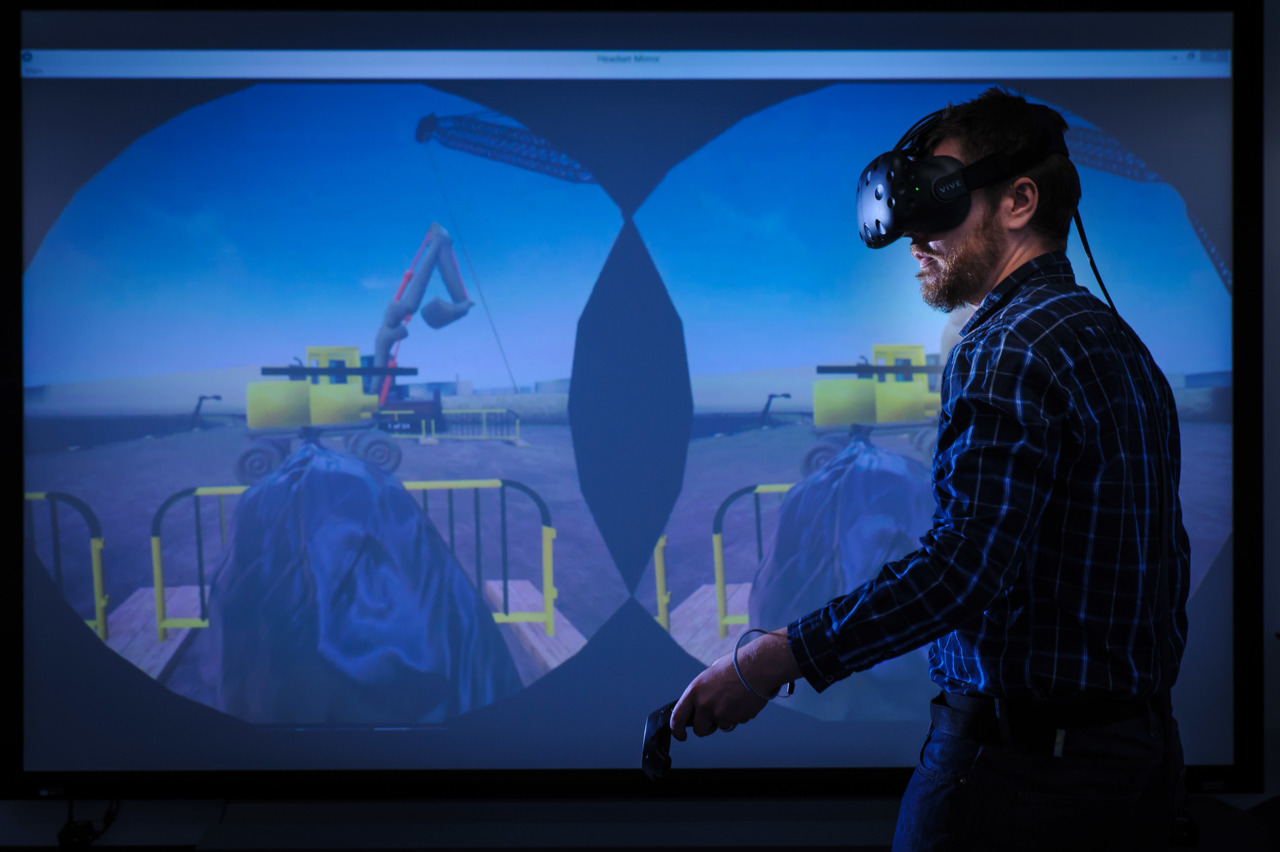 An individual during a VR soft skills training
