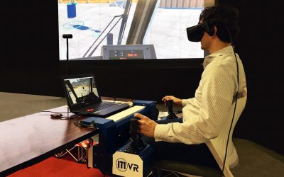 An individual during VR training session