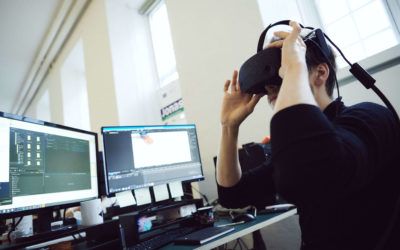 Person working on a challenger project virtual reality
